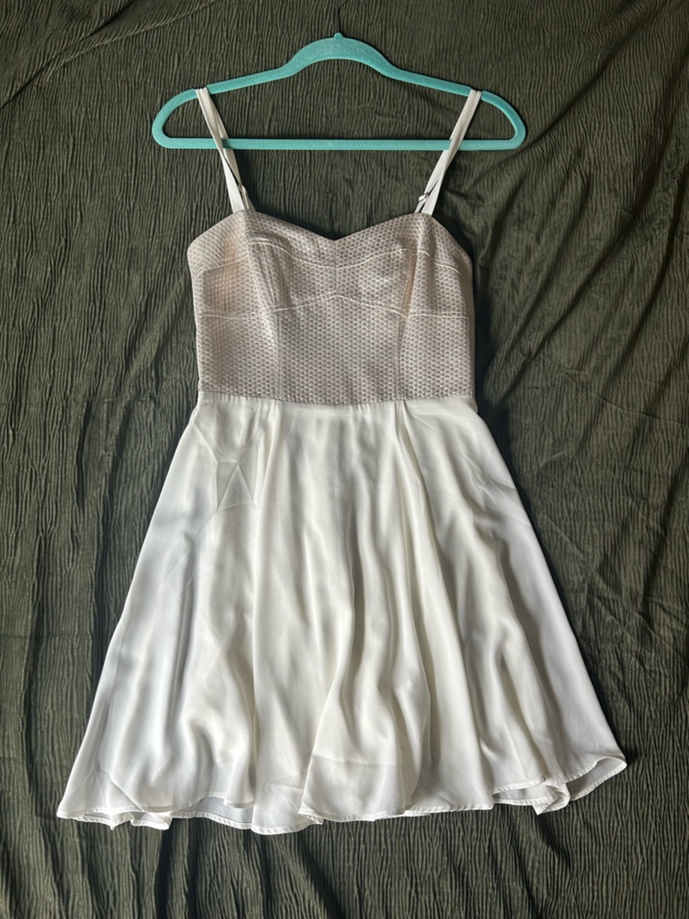Express Ivory Textured Bodice Mini Skater Dress- Size 4